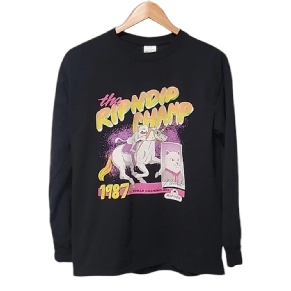 RARE 1987 RIPNDIP LIMITED EDITION Black Long Sleeve Graphic Tee S Lord Nermal - Picture 3 of 10